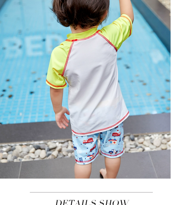 Đồ bơi bé trai 2019 trẻ em mới trẻ em bé trai áo chống nắng áo tắm chia đôi đồ bơi - Bộ đồ bơi của Kid ao boi tre em