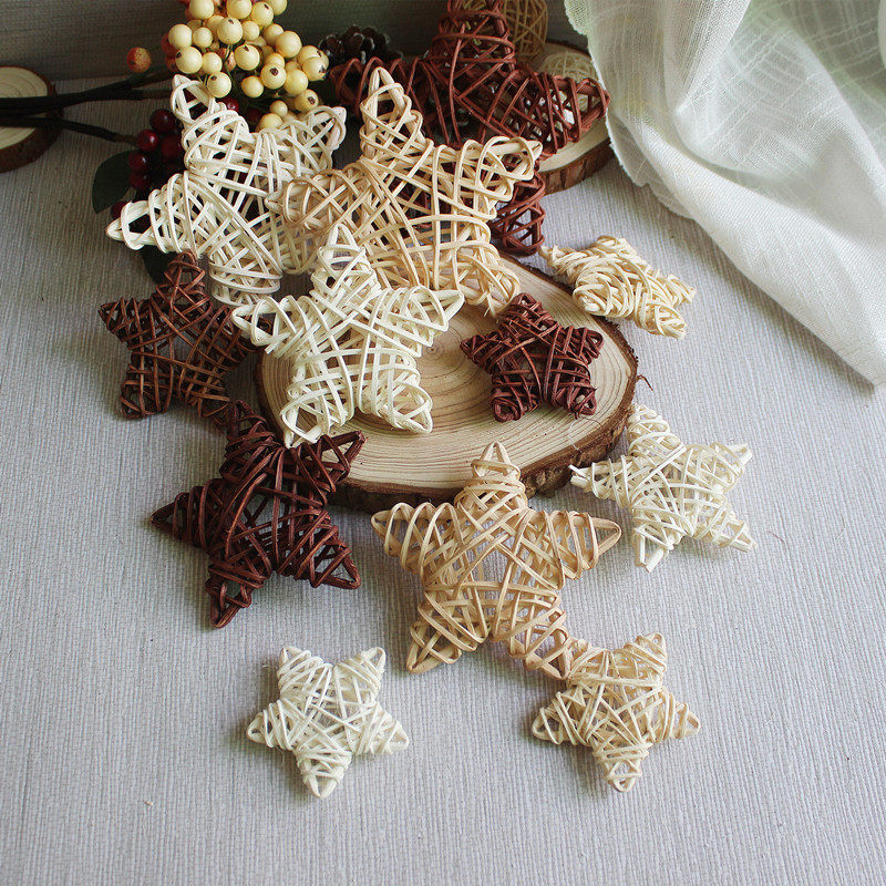 Vine-Knitted Vines PLANTS HAND WOVEN STARS COFFEE COLOR WHITE BEIGE COLOR PHOTO-PROP KINDERGARTEN DECORATION