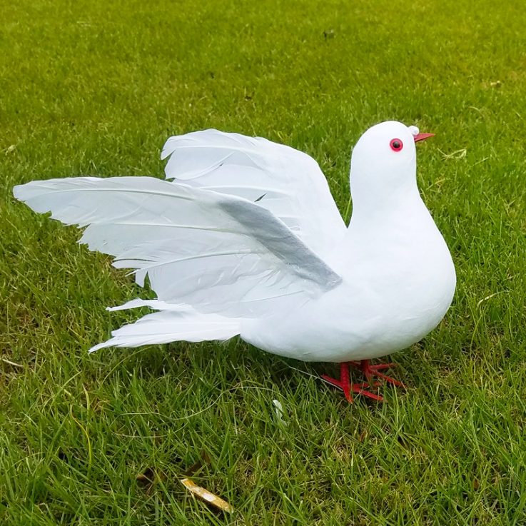 Spread Wings White Pigeon Emulation Big Pigeon Small White Dove Swing Piece Feather Birdie Garden Decoration Wedding Dress Costume performance props