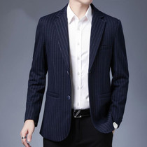 Casual suit mens coat single British style striped suit mens slim business formal coat trend single buckle