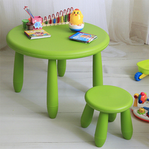 Childrens table and chair thickened baby eat kindergarten learn to draw and write set Childrens desk and chair Plastic round table