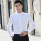 Chinese stand-up collar shirt men's long-sleeved cotton white business non-ironing collarless small round neck Chinese tunic suit men's white shirt