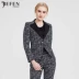 JEFEN Giffen Spring Women Ribbed Jacquard Stitching Business Suit Jacket 311306 - Business Suit bộ vest chân váy Business Suit