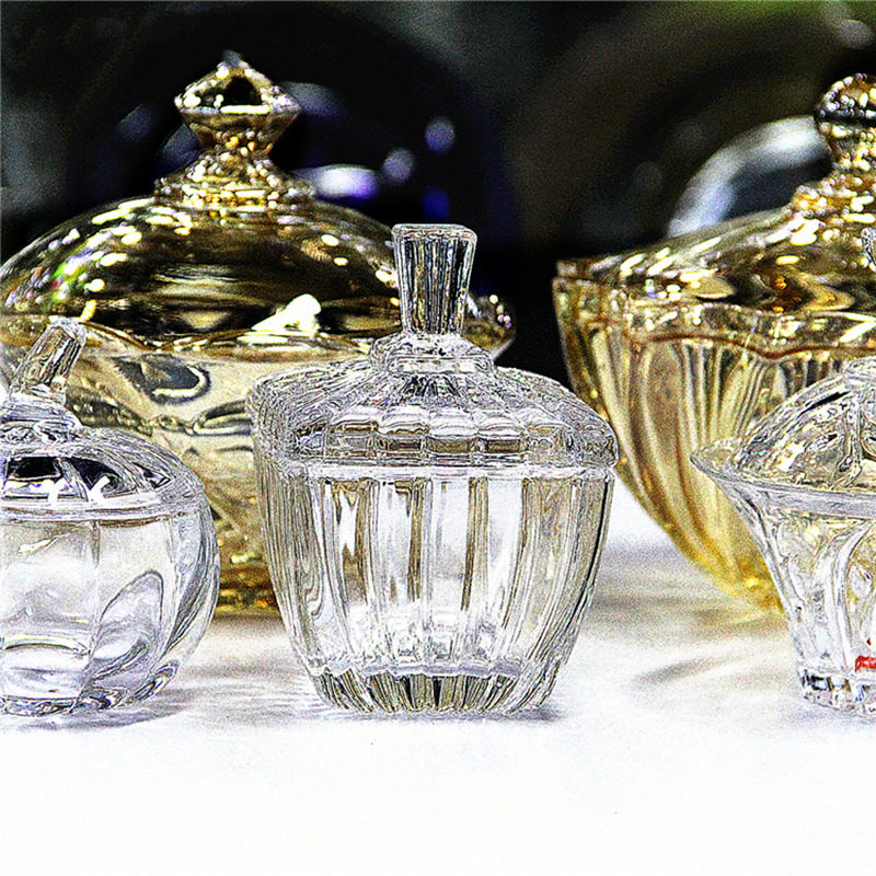 Crystal Glass Candy Fruit Plate Candy Pan With Lid Fruit Pan Eu Style Home Fruit Tray Candy Box Snack Dish