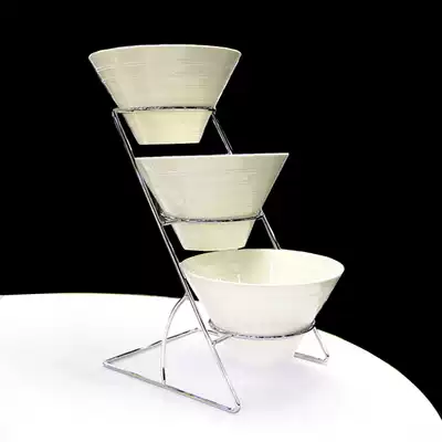 Multi-storey hotel buffet table 3 floors display shelf fruit side dishes Pickles bowl breakfast utensils three levels