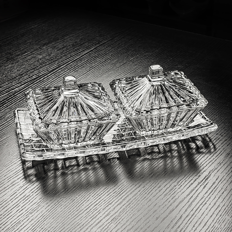Crystal Glass Bowl with Lid, Small Fruit Plate, Fruit Tray, Snack and Dried Fruit Box, High-End, Exquisite, Good-Looking, Light Luxury, High-Class Feel