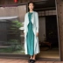 Sống ở bên trái 2019 xuân hè mới áo gió dài tay áo lụa tơ tằm lụa nữ với áo có thắt lưng - Trench Coat áo phao nữ dáng dài Trench Coat