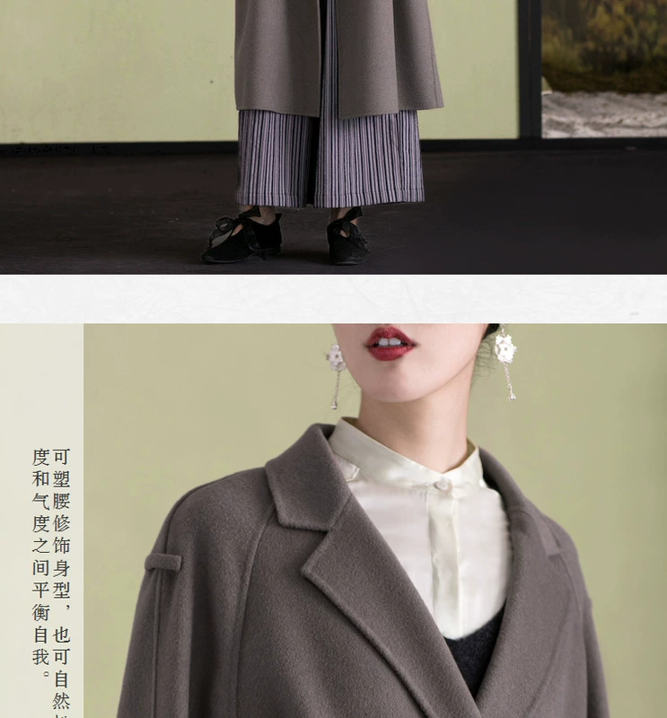 Sống ở mùa thu 2018 mới của phụ nữ len nguyên chất làm bằng tay áo len hai mặt len ​​lông cừu phần dài - Áo len lót đôi