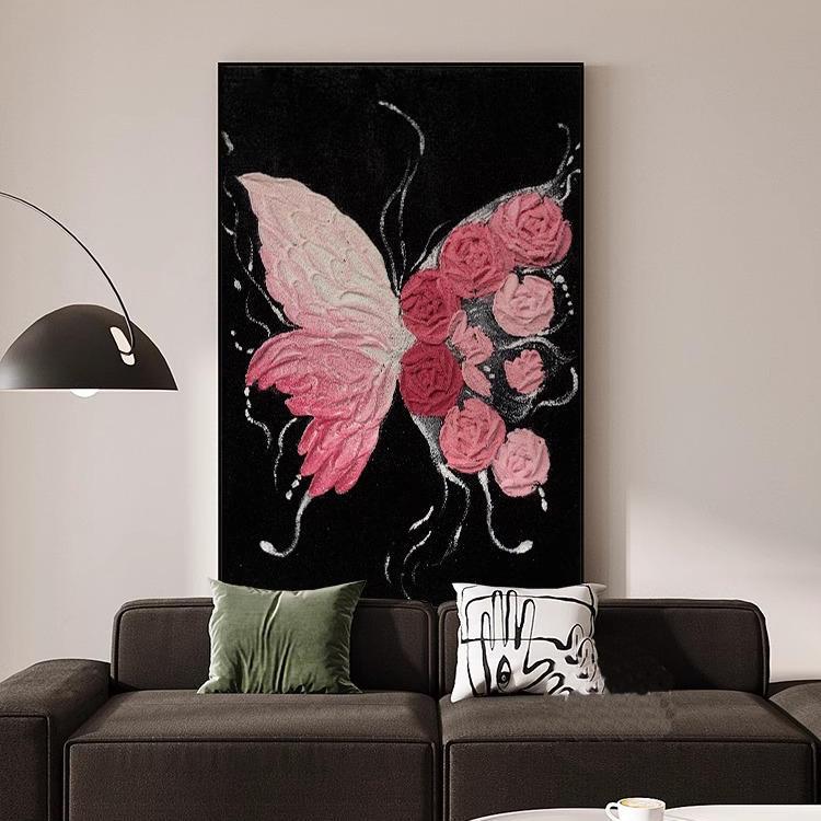 Black and White Butterfly Decorative Painting ins Style High-End Living Room Sofa Wall Painting Nail Salon Hanging Painting Bedroom Dormitory Display Painting