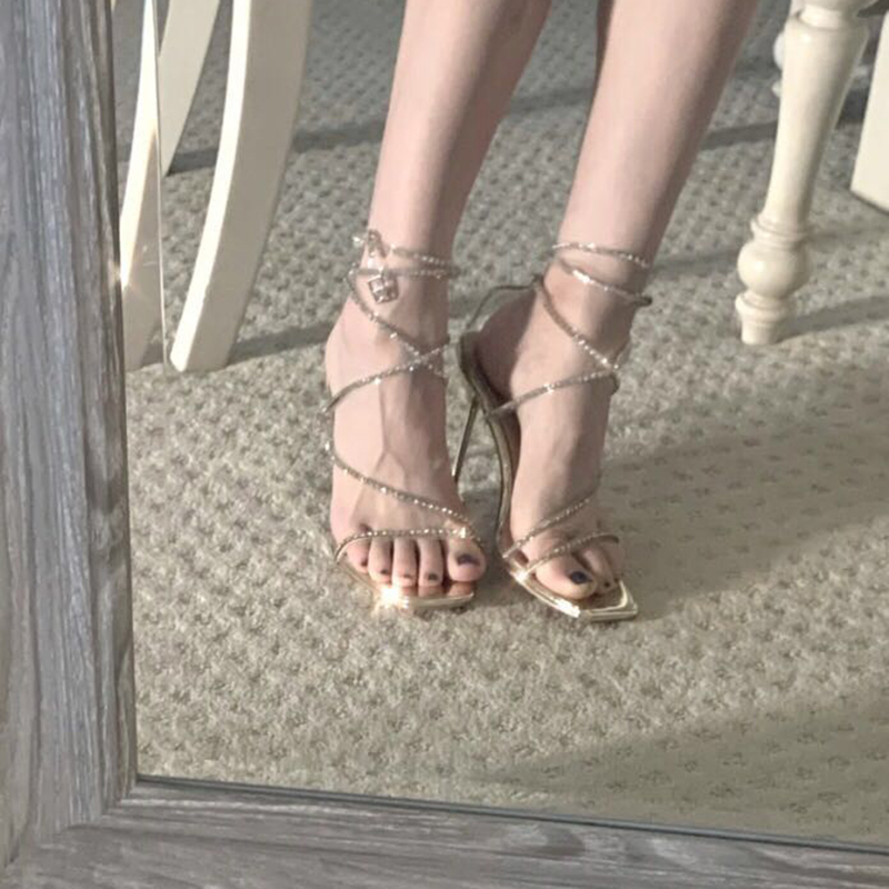 Super-looking, too beautiful, fairy shoes 2022 new water drills high heel sandals