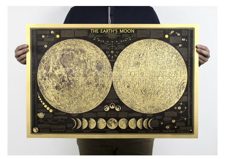Lunar coordinates map Astronomical Telescope Starry Sky View Astronomical star's moon Turetro kraft paper