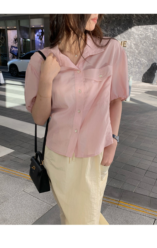 BY SPRING 新款奶里奶氣天絲棉 清爽短袖襯衫女B備款|襯衫|ETMall東森購物網
