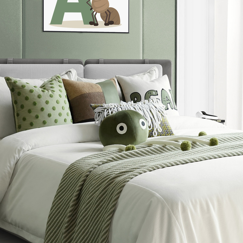 Green Pastoral Fresh Style Girl and Boy Children's Room Model Room Bedding Model Room Bedding Set with Blanket and Pillow