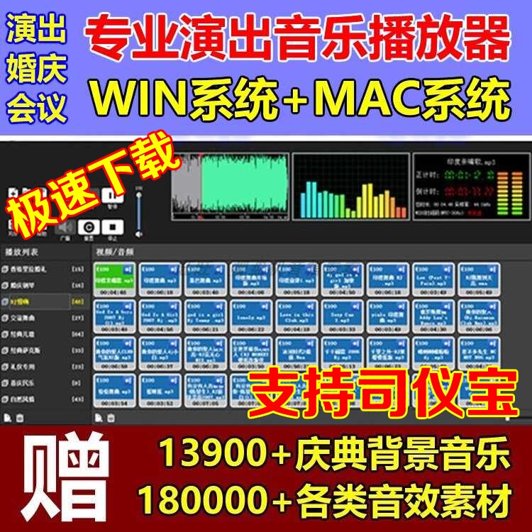 Professional Performance Player for Apple Mac and Win Music Software, Host and Emcee Software for Weddings, Commercial Performances, and Conferences
