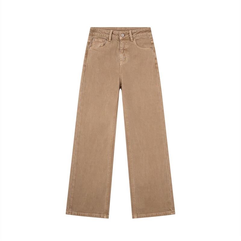 2026 Spring Women's Slimming Straight-Leg Jeans - Multiple Colors Available - Khaki Coffee Gray American Style K50191