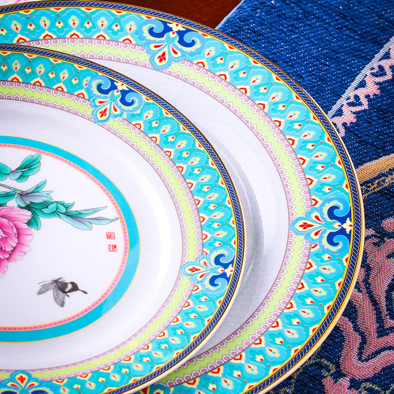 Jingdezhen Jingdezhen ceramic tableware suit household of Chinese style up phnom penh dishes combine high - end dishes rich flower