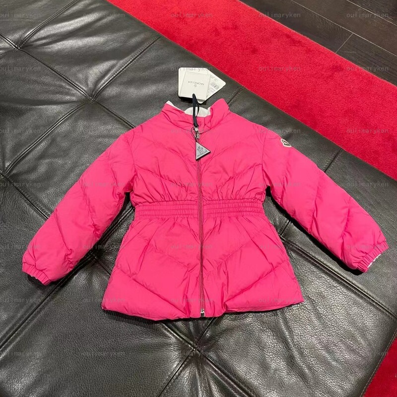 Italian Outlet Moncler Girls' Hooded Waist-Cinching down Jacket Aleen Pink 2A Years Old