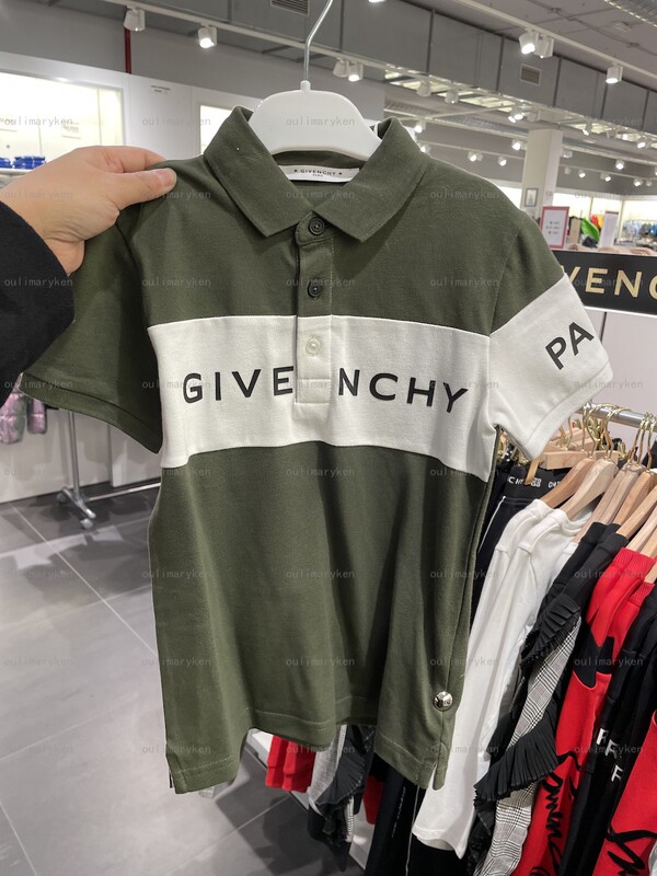 Italian Outlet Givenchy Boys' Collared Short-Sleeve Polo Shirt T-Shirt Dark Green 8 12A