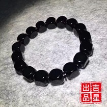 Jixing produced pure black six-sided dice type natural first-line pharmacist agate bracelet 12mm pharmacist beads