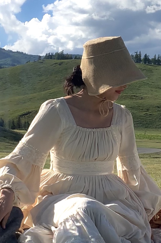 Original LAOSHU Vintage Antique Dress Victorian Era Pure Cotton Full Skirt Dress 《Princess》