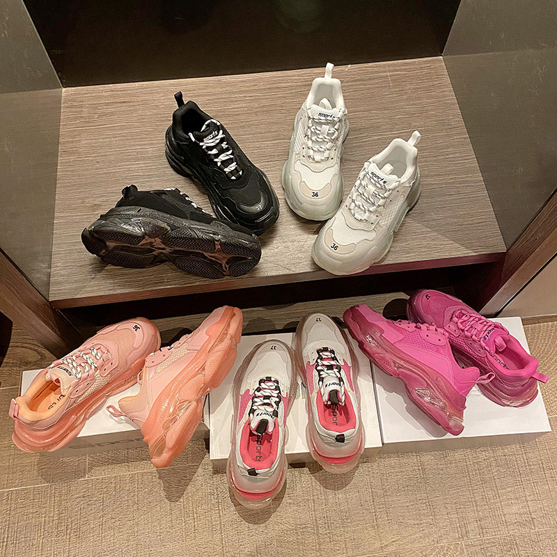 Paris dad shoes air cushion second generation 2021 summer new net red crystal bottom heightened thick bottom breathable sports shoes