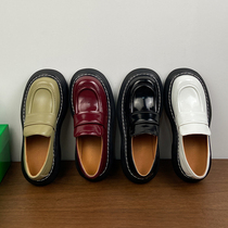 tu bv Yinglun wind big head small leather shoes female one foot pedal Lefoes shoes 2022 new thick bottom genuine leather single shoe woman