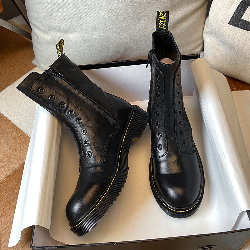 Ouyang Nana Tongan dr Martin boots female Inn Wind 2021 new black 8 holes in cylinder short boot dermis