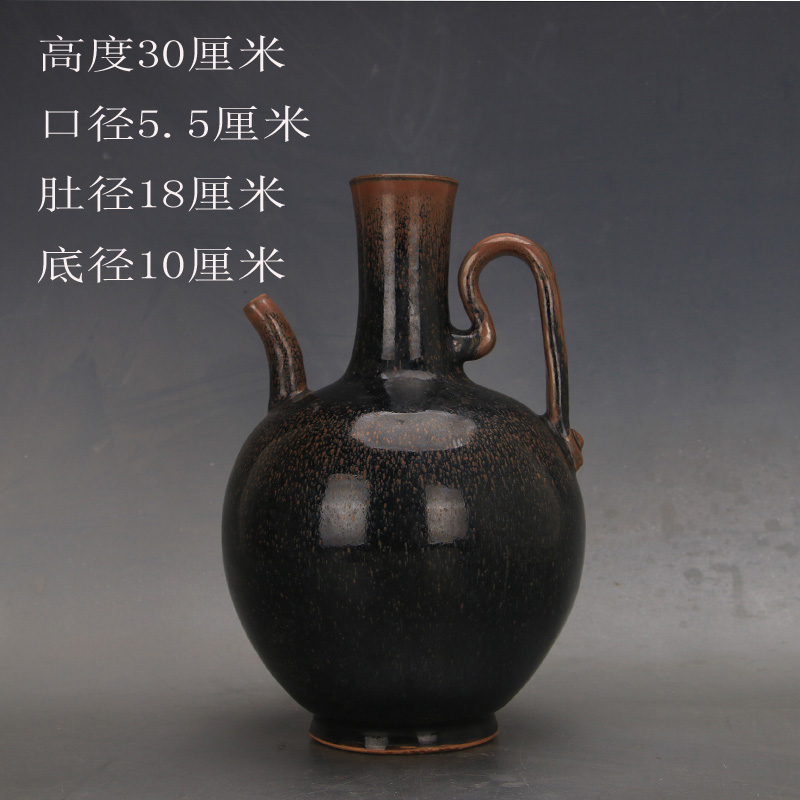 建窑天目黑釉油滴斗笠杯大肚执壶：宋代美学复刻！收藏党狂喜的