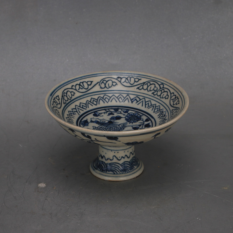 Ming Green Flowers Kirin High Foot Fruits Pan Antique Ancient Play Antique Porcelain Full Hand Painting Classical Home Decoration Pendulum