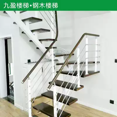 New recommended popular indoor steel and wooden ladder European-style home improvement simple modern attic duplex home stairs