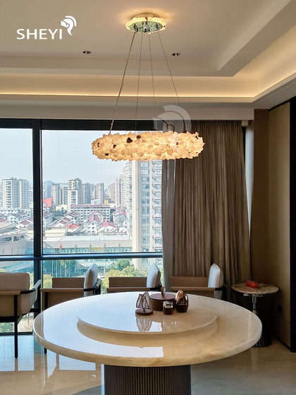 French-Style Light Luxury Living Room Creative and Unique Imported Natural Crystal Chandelier High-End Italian-Style Dining Room Bedroom Round Lighting Fixture