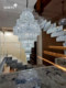 Villa High-Ceiling Large Chandelier, Imported Crystal Long Chandelier, Duplex Floor-To-Ceiling Light Luxury Living Room and Dining Room Lighting Fixtures