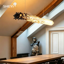 Chrisopher Boots Imported Natural Crystal Italian Accessible Luxury Restaurant Tea Room Bar Long Chandelier