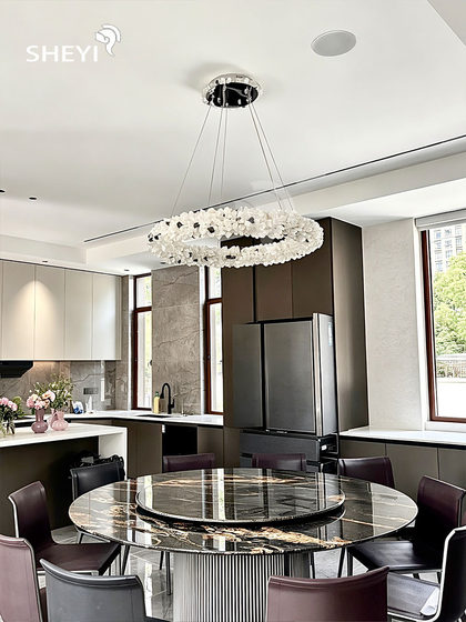 French-Style Light Luxury Living Room Creative and Unique Imported Natural Crystal Chandelier High-End Italian-Style Dining Room Bedroom Round Lighting Fixture
