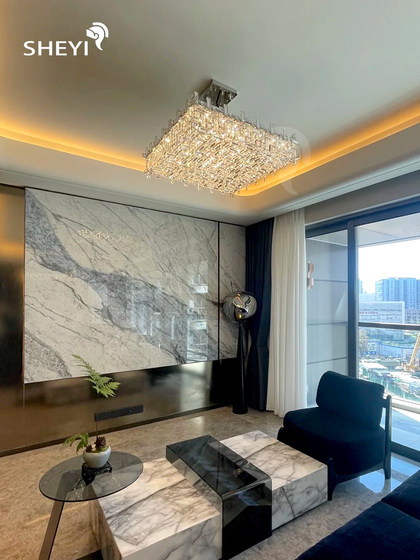 Imported Egyptian Crystal Chandelier, Light Luxury, Living Room, Bedroom, High-End Villa, Square, Artistic, Creative, Geometric Lighting Fixtures
