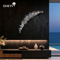 Italian-Style Light Luxury Artistic Colorful K9 Crystal Butterfly Decorative Lighting Wall-Mounted Bedroom Living Room Creative Crescent Wall Lamp