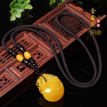 Natural chicken oil yellow unoptimized Baltic old beeswax pendant money bag pendant amber necklace for men and women