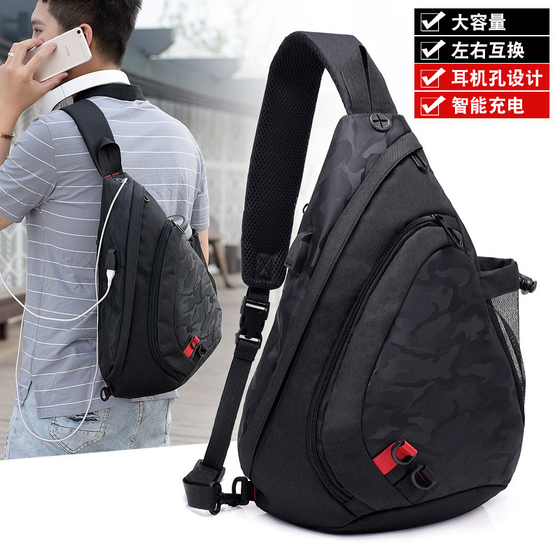 Tide men's breast bag large capacity in male backpack Han version of casual men and women's chest skewed bag sports shoulder bag