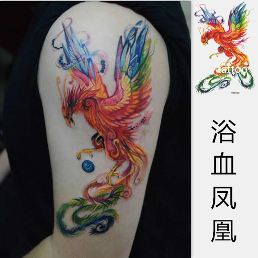 包邮防水纹身贴男女个性仿真持久刺青逼真贴纸浴火凤凰