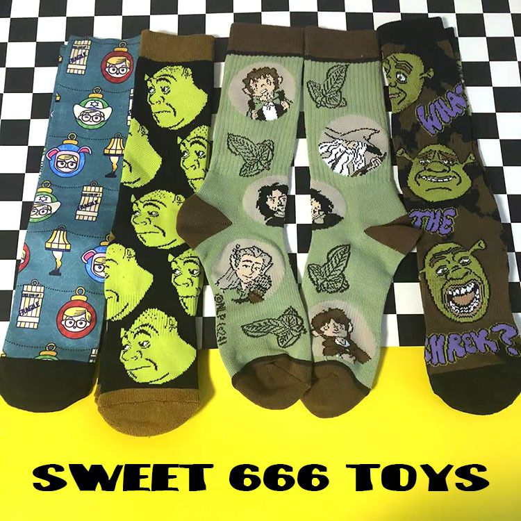 Foreign Order Shrek the Lord of the Rings Christmas Story Socks Mid-Calf Socks Towel Bottom Socks Sports