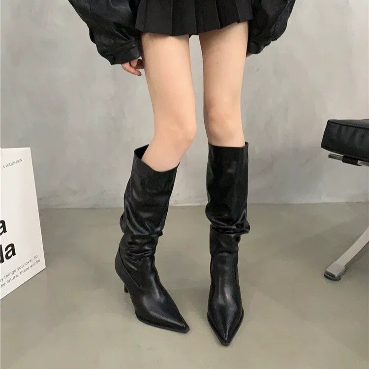 High-Heeled Boots for Women New 2024 Autumn and Winter Popular Boots Pointed Toe Stiletto Over-The-Knee Wide Boots Pile Short Boots High-Heeled Boots for Women New 2024 Autumn and Winter Popular Boots Pointed Toe Stiletto Over-The-Knee Wide Boots Pile Short Boots