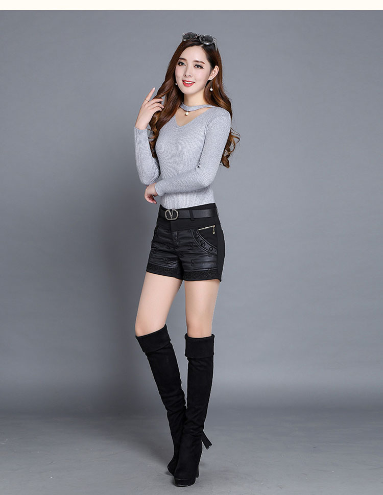 Quần short mùa đông 2018 mới cho nữ mùa đông mặc mùa thu đông Các mẫu quần short nữ trung niên cộng với cotton cộng với quần short cotton dày nhung quần short nữ thời trang