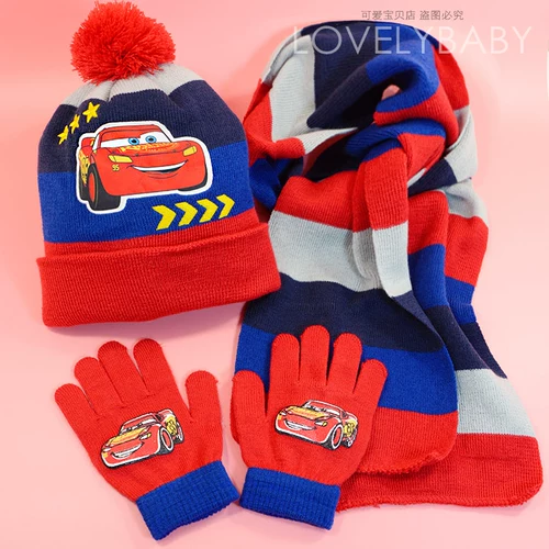 Дорожная шапка, шарф, перчатки, детский трикотажный демисезонный комплект для мальчиков, 3 предмета, подарок на день рождения