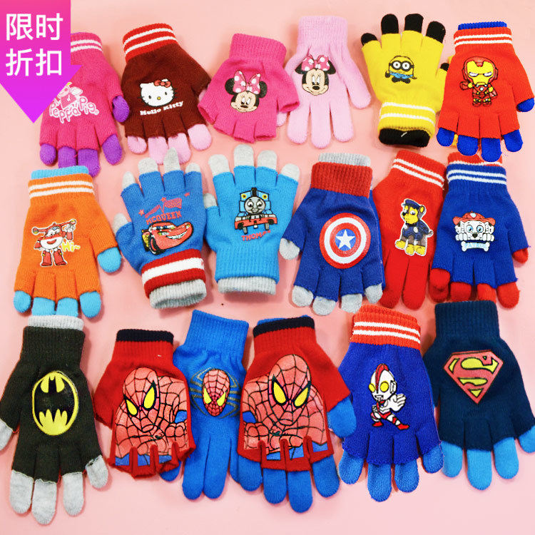 Thin section Two Spiderman Batman Ottmann Superman Superman Tommaz Steel Children's glove Half a student full finger
