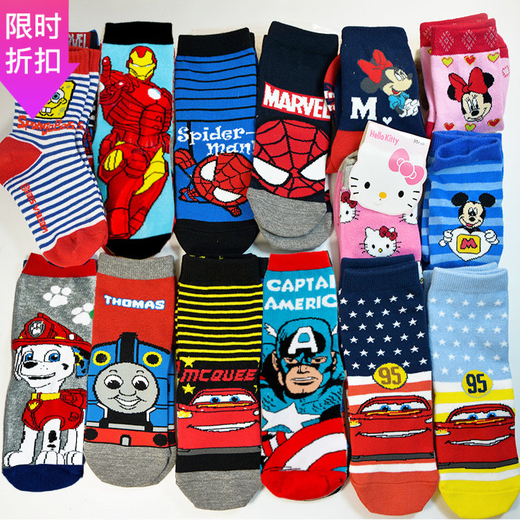 Thomas KT Cat USA Captain Superman Steeler Spider-Man Batman Children's Socks Baby