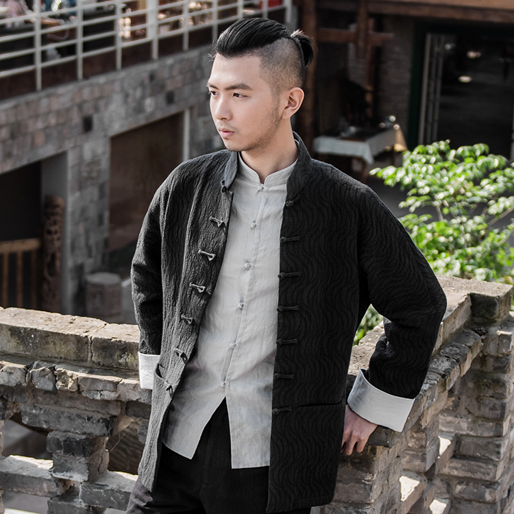 xử lý gió Trung Quốc Tail retro Trung Quốc dòng bông áo giản dị truyền thống cổ áo loose-fitting khóa Tang quần áo áo khoác nam