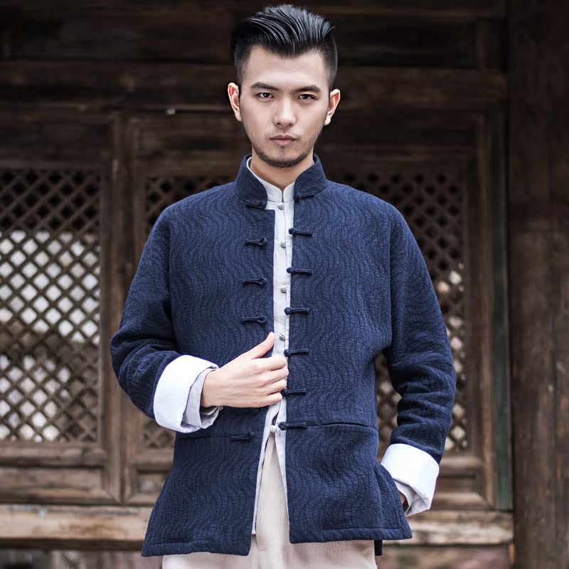 xử lý gió Trung Quốc Tail retro Trung Quốc dòng bông áo giản dị truyền thống cổ áo loose-fitting khóa Tang quần áo áo khoác nam