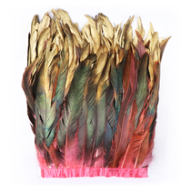  Clothing accessories Feather lace purple tail brush gold rooster tail hair pulling dance skirt decoration feather hair accessories Headdress accessories