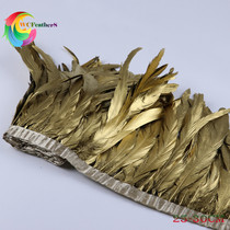  Factory direct sales chicken feather lace brush gold and silver feather accessories goose feather big floating cloth edge decorative cloth DIY materials