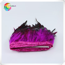 Wenshou feathers hot sale color rooster cloth edge DIY feather jewelry dress design good rose red one meter